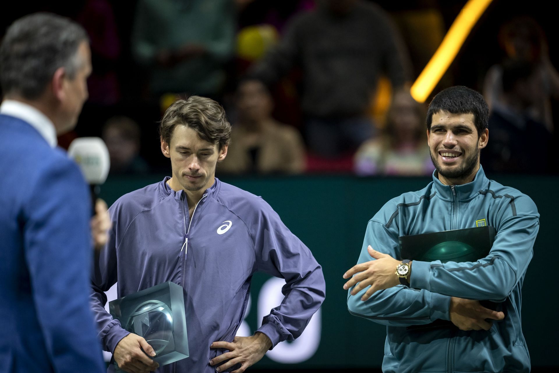 Carlos Alcaraz and De Minaur at the ABN AMRO Open - Day SevenABN AMRO Open - Day Seven - Source: Getty